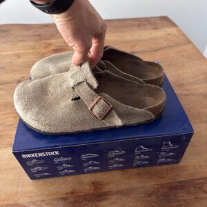 Birkenstock Boston Taupe Suede - Size 8 - 41 EU